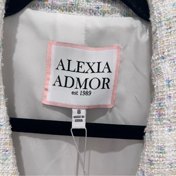 Alexia Admor Selena Short Sleeve Tweed Cropped Blazer Size 8 preppy academia - Picture 2 of 6